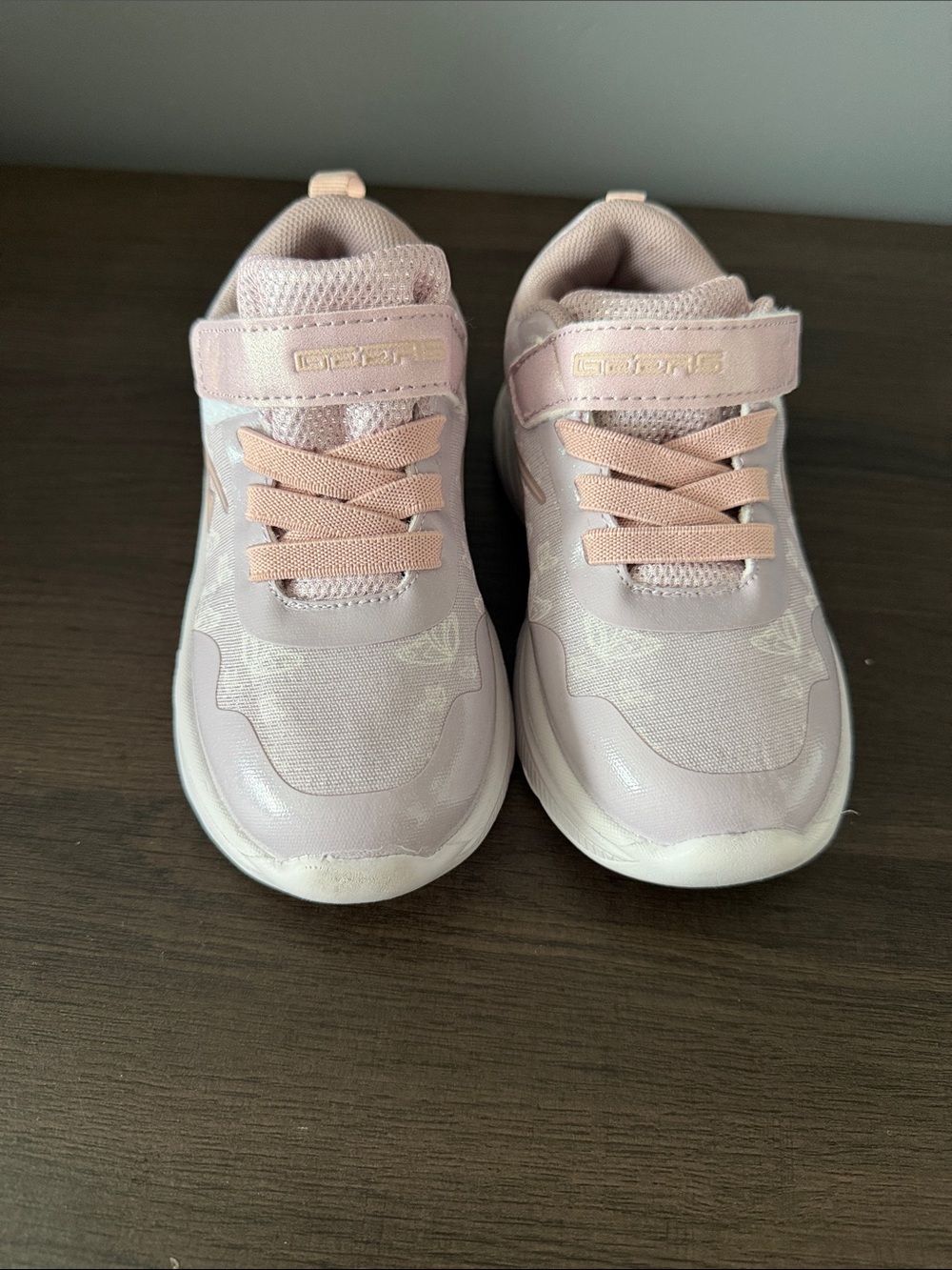 Kids Light Pink Athletic Sneakers with Hook-and-Loop Strap